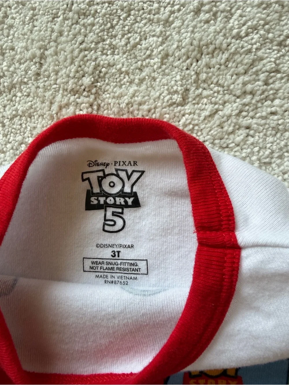 Toy Story 5 Kids Pajama Set - Red & White